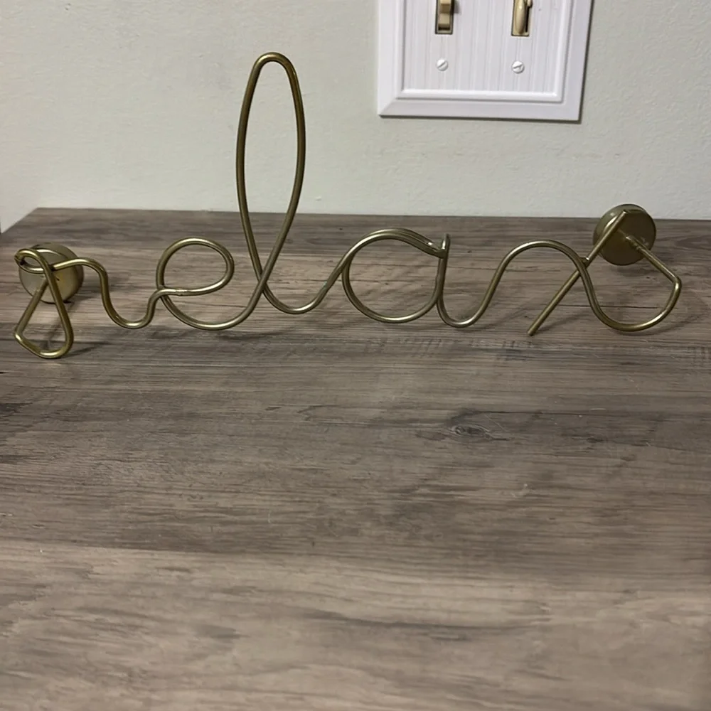 PRE OWNED Travel & Relax Gold-tone Script Art Wire Wall Decor Set of 2